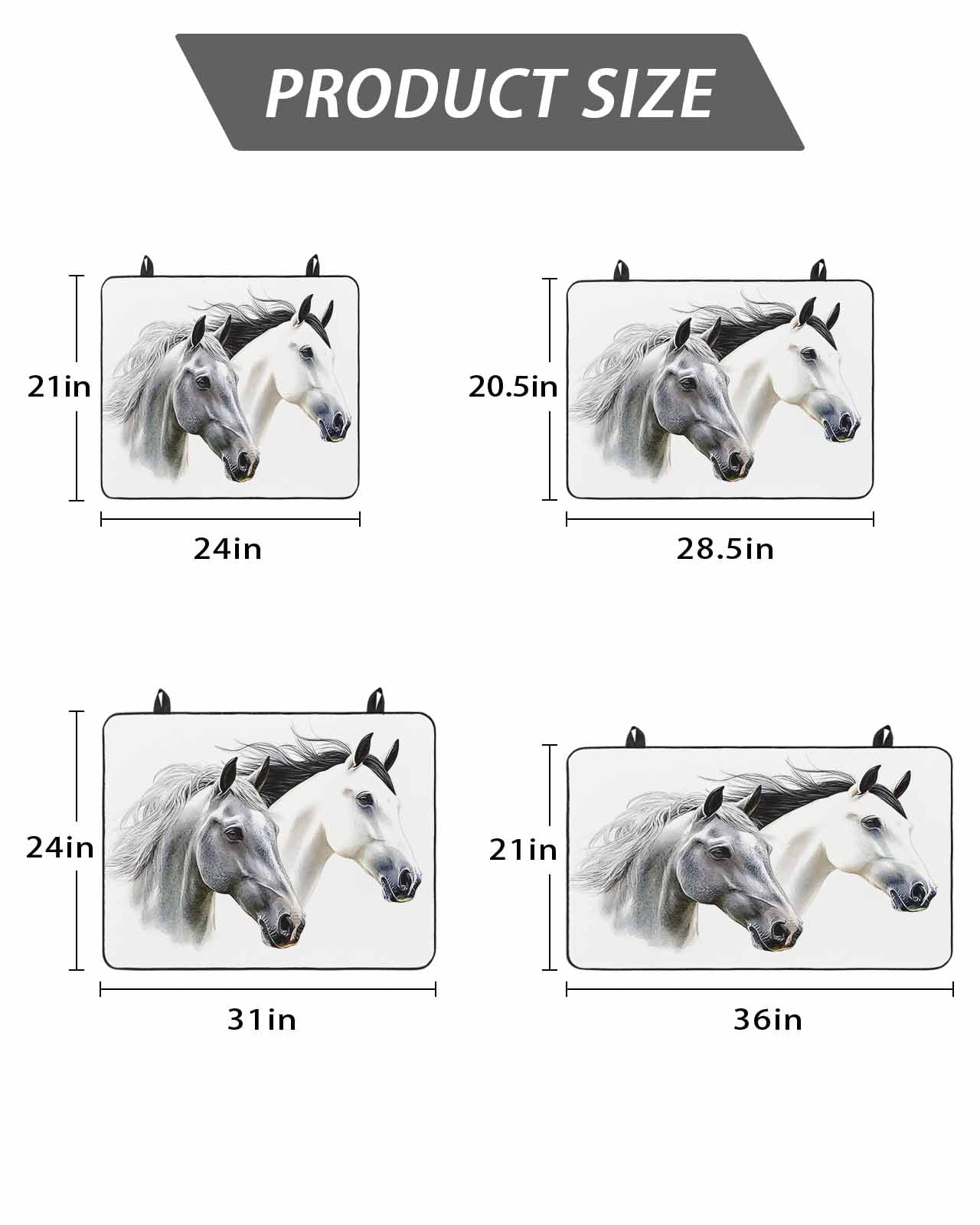Stove Top Covers for Electric Stove, Horse Print Glass Stovetop Cover Protector, Modern Watercolor Grey White Animals Induction Cooktop Protector Oven Mat for Kitchen Countertop 24"x21"