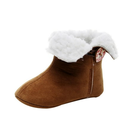 

GEZHEN Baby Padded Warm Solid Color Button Baby Shoes Snow Boots Short Boots Black Toddler Baby Girls Solid Print Winter Warm Boots First Walkers Shoes 14