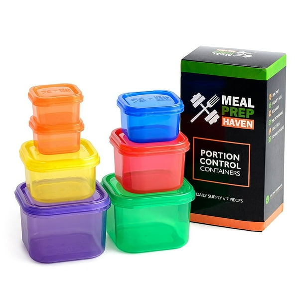Meal Prep Haven 7 Piece Multi-Colored, Color Coded Portion Control