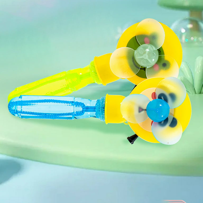 Skindy Bubble Blower 2 in 1 Hand-Held Cartoon Mini Leak-proof Entertainment  Vivid Color Pull Line Fan Bubble Stick Kindergarten Toys 