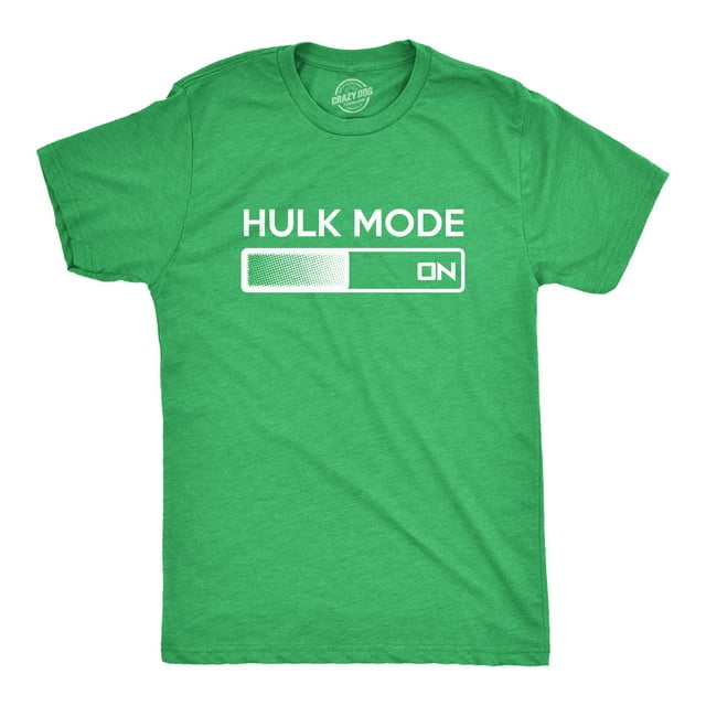 T-shirt Hulk Mode On Drôle avec Graphique pour Gym Entraînement Haut Phrase Sarcastique Humour Adulte (Vert Chiné) - 4TG