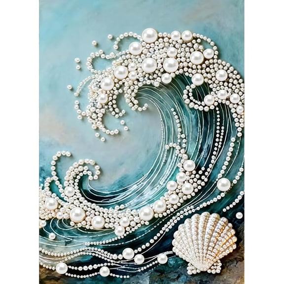 Sea Wave Pearl Diamond Art Kits for Adults,5D Sea Wave Design diamond Art painting, diamond painting craft kits Home Wall Decor 12 x 16 inch