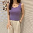 thumbnail image 2 of Brglopf Womens Tank Tops Scoop Neck Ribbed Slim Fitted Basic Shirts Casual Sleeveless Knit Sweater Vest(Purple,Free Size), 2 of 3