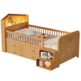 thumbnail image 5 of Euroco Wood Twin Bed with Drawers and LED Light, Natural, 5 of 12