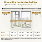 Square Curtain Rod 32-144 Inch, Heavy Duty 1 Inch Adjustable Curtain Rods for Windows, Black Extra Long Window Treatment Rods, Modern Design, Easy Installation