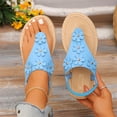 thumbnail image 2 of Sandalias Planas con Correas de Tobillo Floral Toe Post Espadrilles, Sandalias Planas de Mujer Toe Redondo Verano, 2 of 9