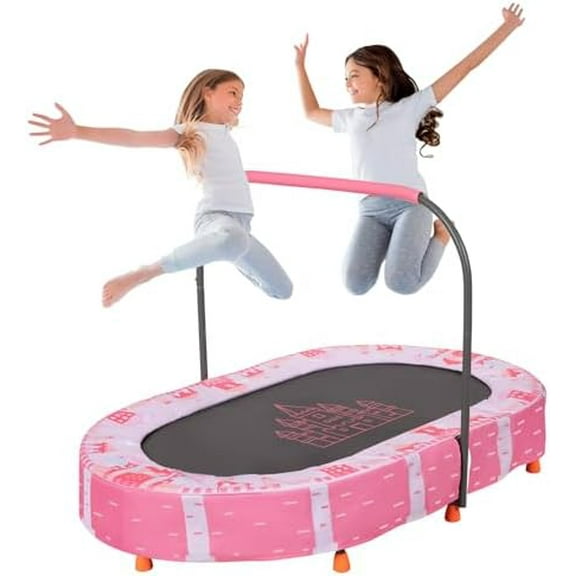 Indoor Trampoline, 55" Foldable Mini With Comfortable Handle, Oval for Kids & Adults, Play Rebounder Gift for Girls Age 3  (Pink)$$Sport & Recreation Other