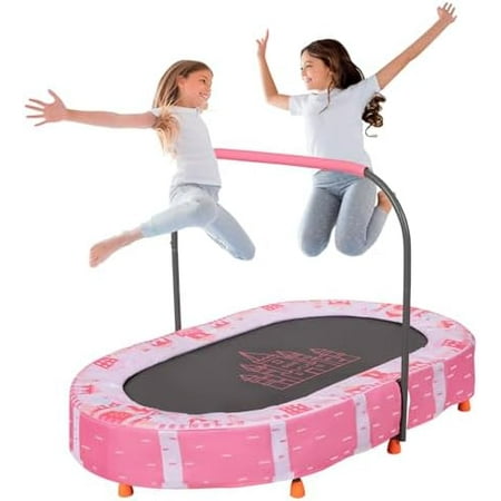 Indoor Trampoline, 55" Foldable Mini With Comfortable Handle, Oval for Kids & Adults, Play Rebounder Gift for Girls Age 3+ (Pink)