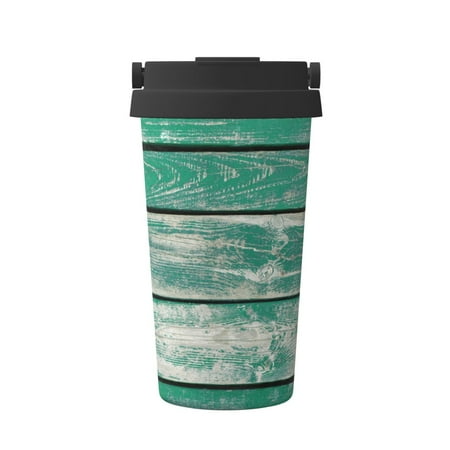 

KLL Old Green Wooden Pattern Stainless Steel Vacuum Insulated Tumbler - Carry Insulated Coffee Mug - Reusable Insulated Cold Brew Iced Coffee Cup Thermos