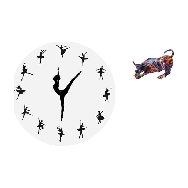 Reloj De Pared Con Bailarina De Ballet, Moderno, De Resina, Con Forma De Toro, Obra De Arte, Colorido, Feng Shui, Colección De Esculturas De Animales, Estatuas, Reloj Silencioso, Reloj