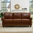 thumbnail image 4 of LeChapitre 80'' Faux Leather Sofa with Storage Seats, Classic 3-Seater Couch with Nailhead Trim, Easy Assembly, Brown, 4 of 7