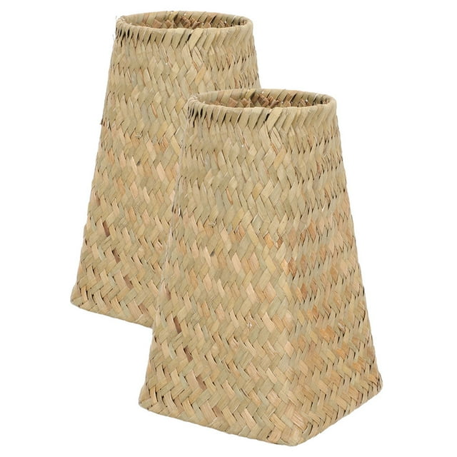 VERDANVERSE 2Ud Jarrón Tejido De Caña Estilo Rústico Para Flores Decorativo Y Práctico