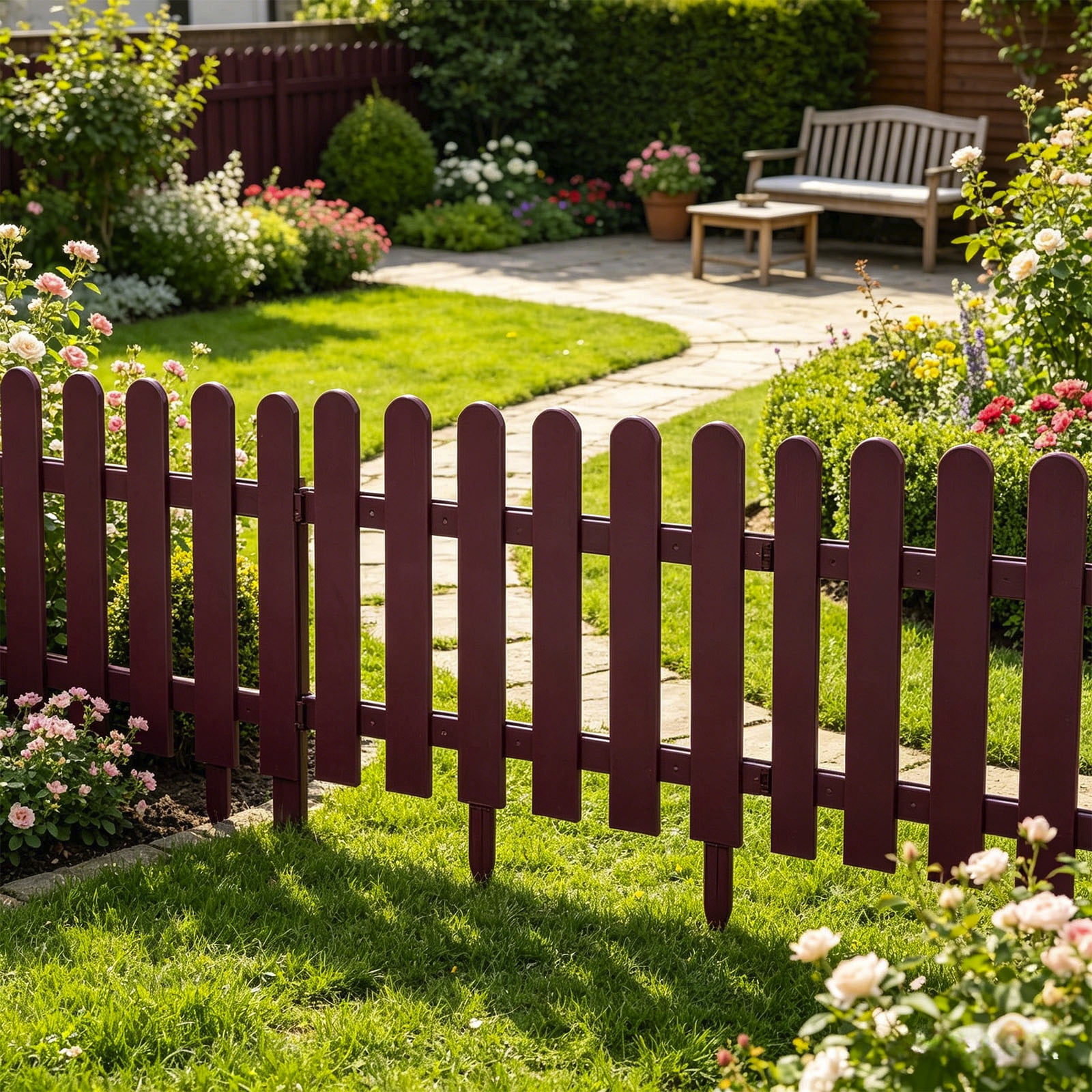 Kadlawus Versatile Garden Fence for Yard, Plastic Mini Border Fence, Decorative Landscape Edging Strips, Small Fence for Flower Bed, Lawn, Patio and Residential Area