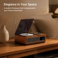 thumbnail image 5 of THINKYA R02 Retro CD Player with FM Radio, Bluetooth 5.3 Transmitter & Receiver, Dual Stereo Speakers, Rechargeable Battery, USB/SD Playback, Home Audio System, Brown, 5 of 9