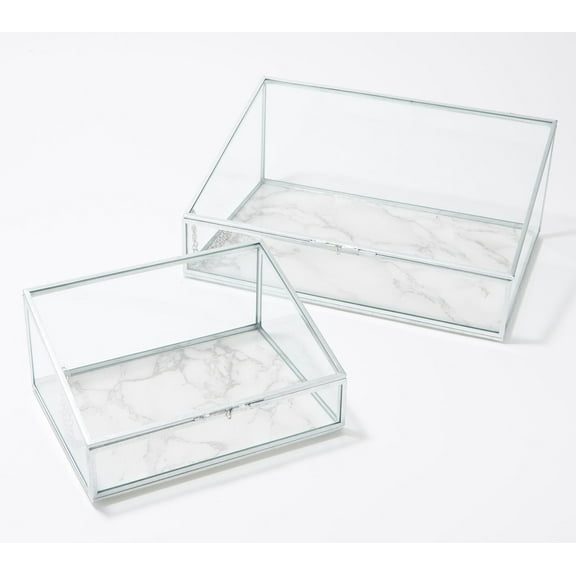 Home Reflections Set of 2 Metal & Glass Boxes