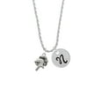 thumbnail image 2 of Delight Jewelry Silvertone Knight - Mascot Silvertone Script Initial Disc - N - Charm Necklace, 20"+3", 2 of 4