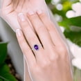 thumbnail image 5 of Natural Amethyst Yellow Tone Silver Size-10 Art Deco Pear Teardrop Vintage Style Cocktail Ring Halo CZ Wedding Engagement Ring 925 Sterling Silver Gift For Her, 5 of 6