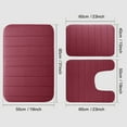 thumbnail image 7 of 3 Piece Memory Foam Bath Mat Set with U-Shaped Toilet Mat Bathroom Rugs Soft Comfortable Water Absorption Bath Carpet Non-Slip Thick Machine Washable for Kitchen/Living Room(Burgundy), 7 of 7