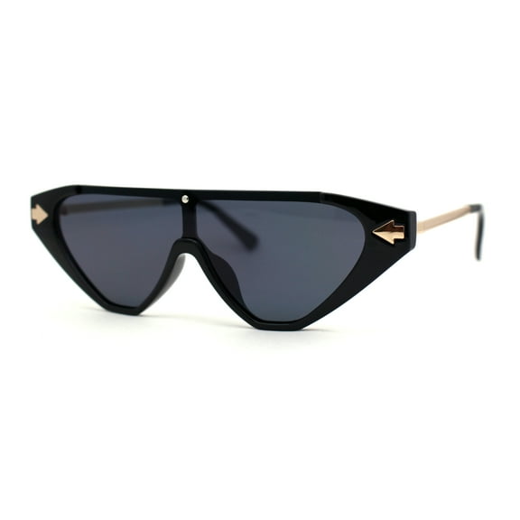 Womens Flat Top Shield Cat Eye Rectangle Squared Cat Eye Sunglasses Black Gold Black