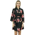 thumbnail image 1 of Bimba Women's Floral Printed Black Georgette Bridesmaid Robe Coverup Wrap-326, 1 of 1