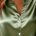 thumbnail image 5 of NuoCaiYun Womens Satin Blouse Short Sleeve Silk Tops Casual Button Down Shirts Business Casual Work Tshirt Outfits, 5 of 6