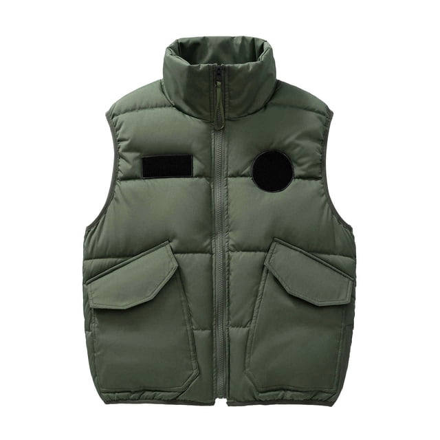 LOVZFMLL Jackets for Men Fashion Man Pocket Zipper Hoodless Sleeveless Solid Color Loose Coat