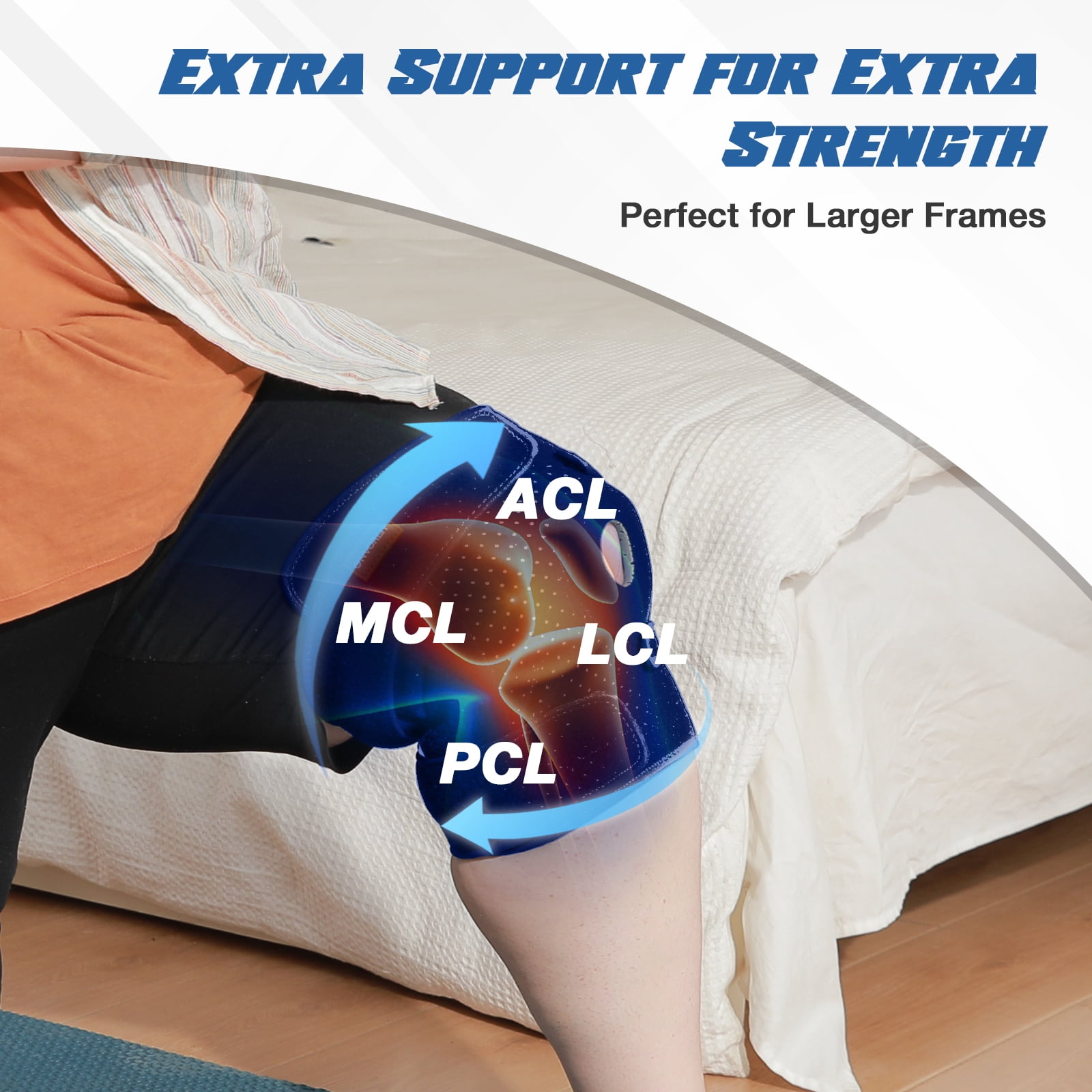 Nvorliy Plus Size Knee Brace for Knee Pain Plus Size (XL-8XL) - Extra Large Knee Brace with Side Stabilizers for Arthritis, Meniscus Tear, Knee Pain Relief, ACL, LCL, MCL (Navy)