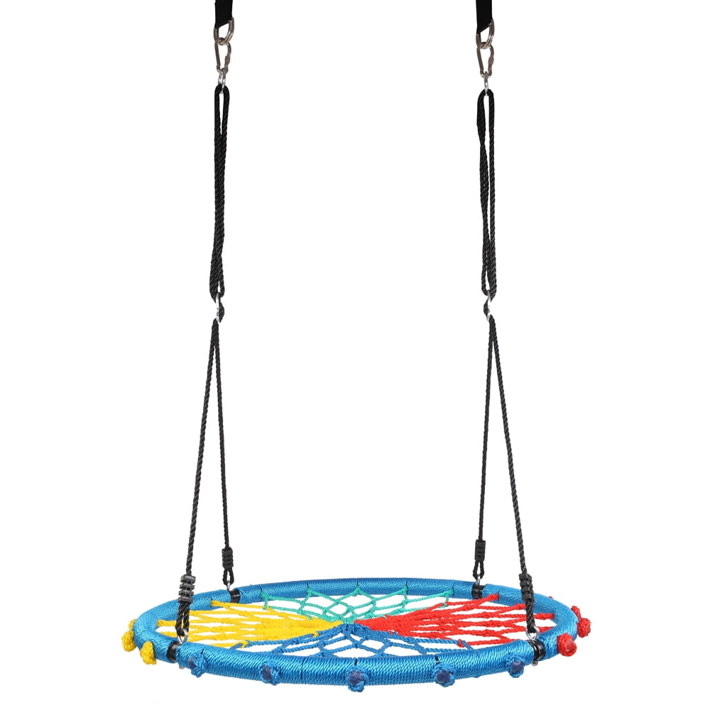 Kepooman Spider Web Swing 40 inch with Adjustable Ropes, 2 Carabiners for Kids, Colorful Kepooman Spider Web Swing 40 inch with Adjustable Ropes, 2 Carabiners for Kids, Colorful