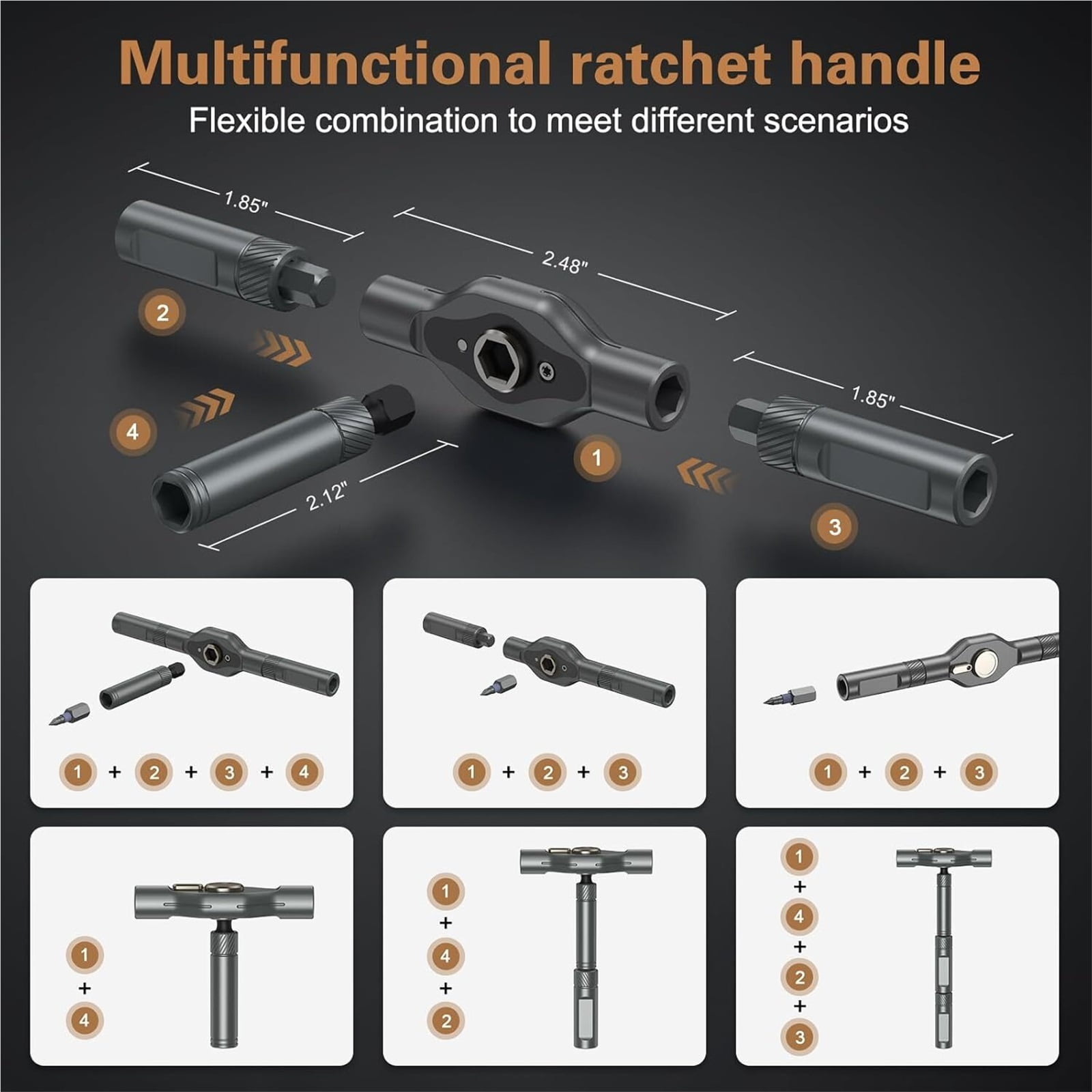 24-in-1 Ratchet Wrench Screwdriver Set - S2 Steel Magnetic Bits, Detachable Handle & Compact Case for DIY Household/Bike Repair