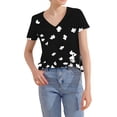 thumbnail image 7 of Xuyuer Women's Fashion Casual Printed V-Neck Short Sleeve T-Shirt - Soft and breathable for daily wear, casual meetups, and versatile minimalist styling, 7 of 7