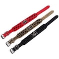 thumbnail image 4 of Cuero 3 Filas Remaches De Bala Tachonado Calavera De Cuero Genial para Collar De Perro Mediano Grande （M）-marrón dorado, 4 of 4