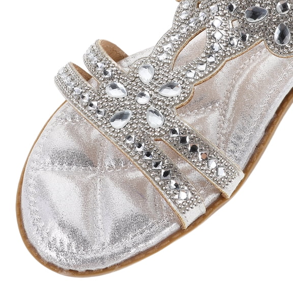 OFFIGAM Women's Rhinestone Sandals Comfortable Lightweight Beach Shoes Size 40 Stylish Footwear