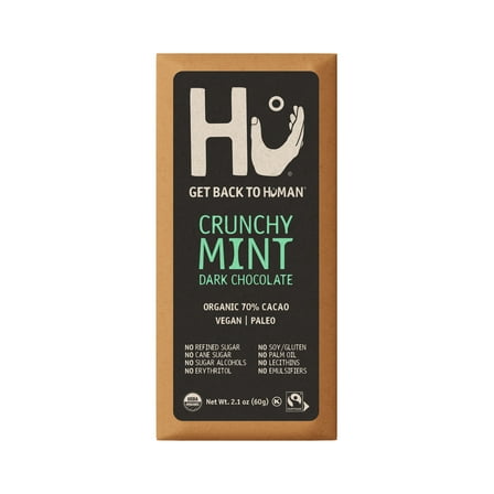 Hu Crunchy Mint Dark Chocolate Bar, 2.1 Ounce Bar, 1 Count