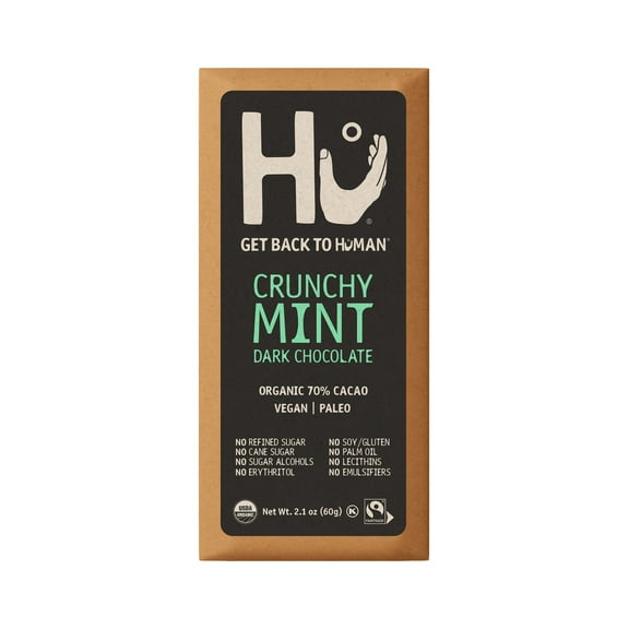 Hu Crunchy Mint Dark Chocolate Bar, 2.1 Ounce Bar, 1 Count