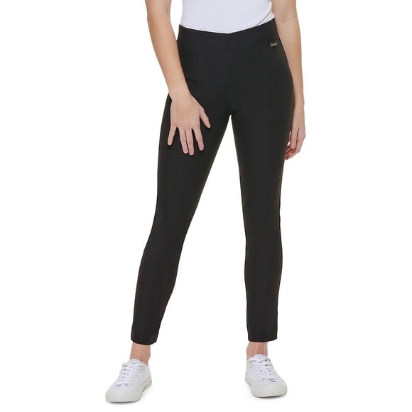 Calvin Klein Madison Pantalon Slim Style à Enfiler avec Coutures Frontales en Noir Taille TP NWT