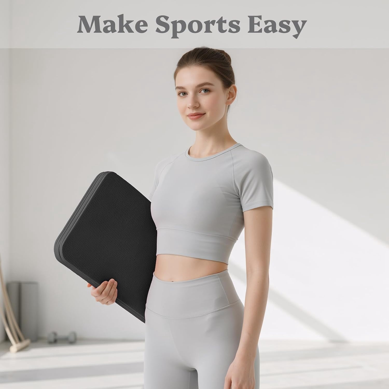 Foldable Yoga Mat Non Slip, Pilates Fitness Mats, 72" x 24" Extra Width ＆ Thick, Anti-Tear Exercise Mat with Carrying Strap and Bag, Workout Mats for Stretching,Yoga Studio,Gym or Home Workouts