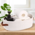 thumbnail image 4 of Cotton Rope Toilet Basket Bathroom Decor Baskets, Toilet Paper Holder Basket, Farmhouse Home Decor Organizing Small Baskets 13"x5.9"x3.9" ,White, 4 of 4