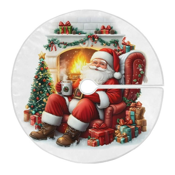 Ryvnso Christmas Tree Skirt Christmas Santa Claus Atmosphere Xmas Tree Skirts Ornament Home Decorations 35.4"