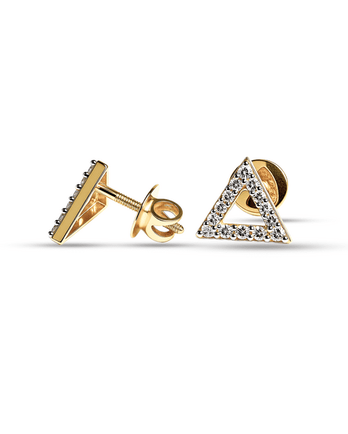 0.5 CT Diamond-Equivalent Triangle Studs – 14K Gold Over Sterling Silver Geometric Minimalist Earrings for Women"