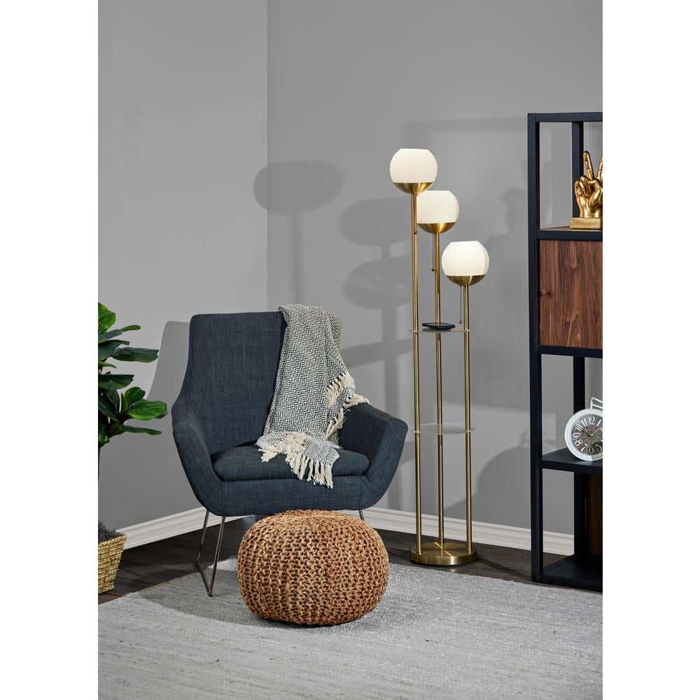 Adesso Bianca 63" Antique Brass Floor Lamp with 3 Globe Shades (4023-21)