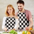 thumbnail image 5 of Black and White Checkered Pattern Apron-Garden Aprons for Women with Pockets-Cotton Linen Waterproof Kitchen Cooking Gardening Aprons Adjustable for Kitchen,Cooking,BBQ and Salon 33x27 Inch, 5 of 7