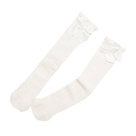 

EHTMSAK Newborn Infant Baby Toddler2 Stockings Cotton Socks for Girl Newborn Infant Baby Toddler1 Bow Breathable Knee High Socks Gray 0-2Y 38