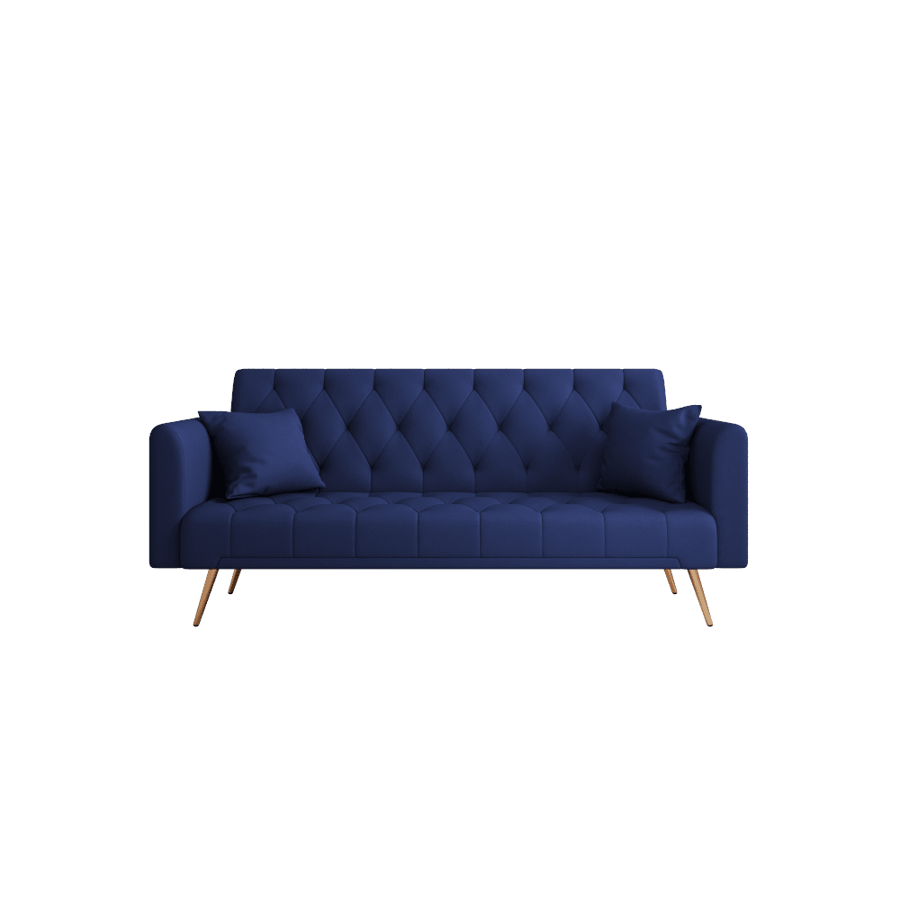 Tcbosik 71" Convertible Velvet Sofa Bed, Couch with Adjustable Backrest, Modern Loveseat Sleeper for Home Office, Living Room, Blue