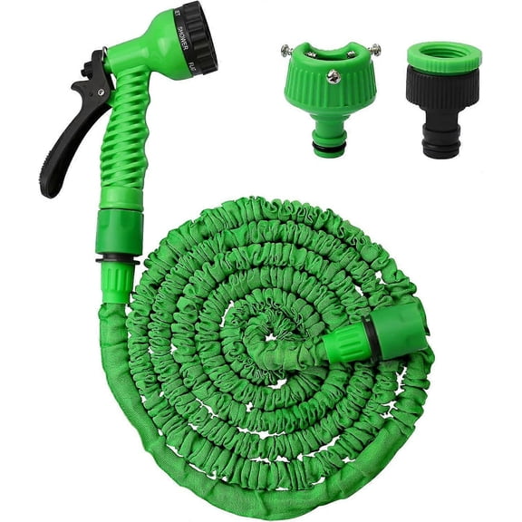 25 Ft 3 Times Flexible Expanding Garden Water Hose Pipe with 7 Function Spray Gun and Univ