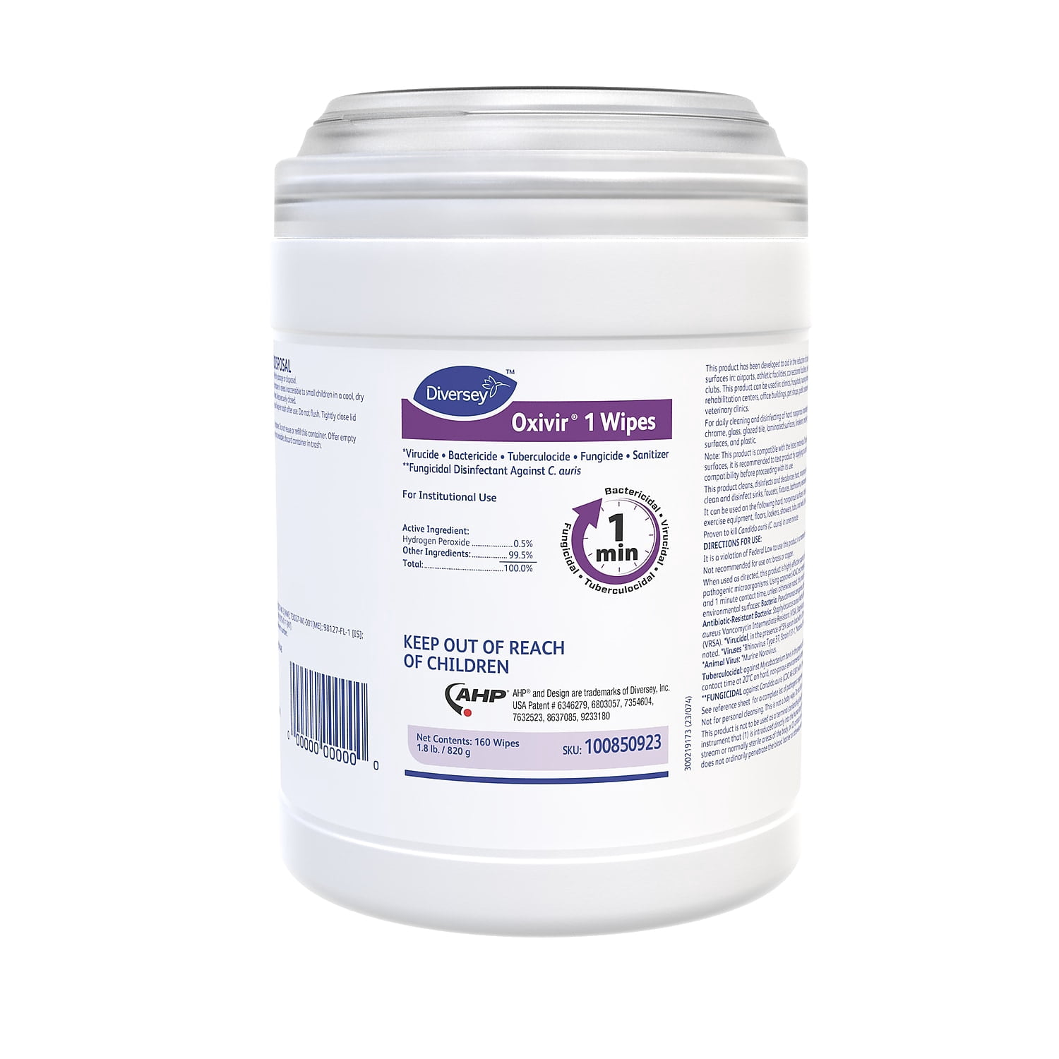 Diversey Oxivir TB Disinfectant Wipes, 6" x 7", 160 Wipes Per Container, Pack Of 12 Containers