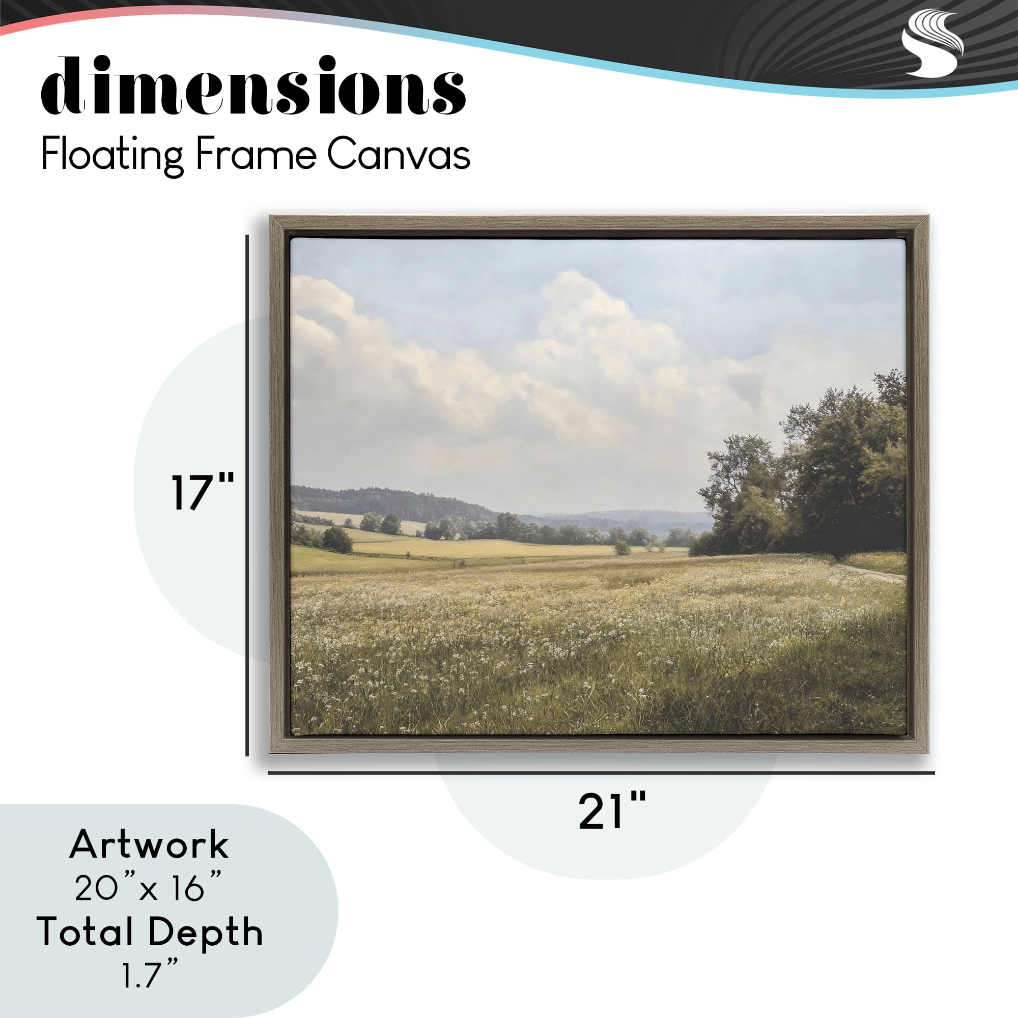 Stupell Industries Summer Landscape Cloudy Meadow Brown Framed Floater Canvas Wall Art, design by Franklyn Gregory