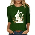 thumbnail image 2 of Cavosen Happy Easter Womens Tops Dressy Casual 3/4 Sleeve Summer Cute Bunny Print Pullover Blouse Crewneck Holiday Shirts Vacation Festival T Shirts Loose Trendy Tees Green S, 2 of 5