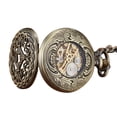 thumbnail image 3 of Vintage Hand-winding Mechanical Pocket Watch Chinese Knot Design Skeleton Dial Classic Silver Case, 3 of 9