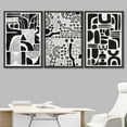 thumbnail image 2 of IDEA4WALL Framed Canvas Print Wall Art Set of 3 Black & White Boho Polygon Pattern Illustrations Abstract Geometric Modern Art Boho Decorative Multicolor Artwork for Room Decor - Black 16"x24"x3, 2 of 5