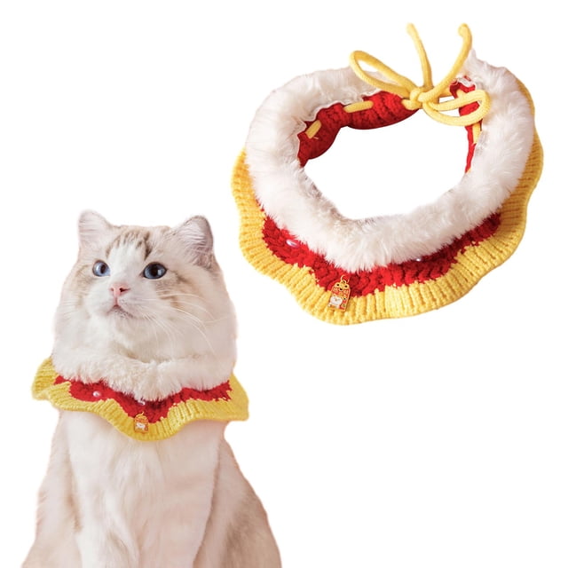 Bufanda para mascotas, babero de ganchillo tejido a mano, accesorios de disfraz, decoración para mascotas de año Nuevo para niñas pequeñas, medianas,
